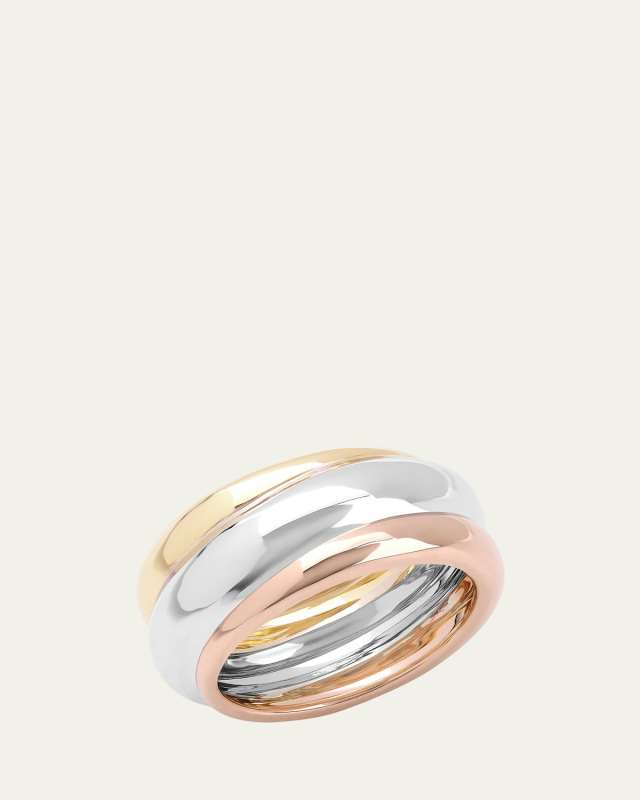 Tri Gold Three-Row Bubble Ring
